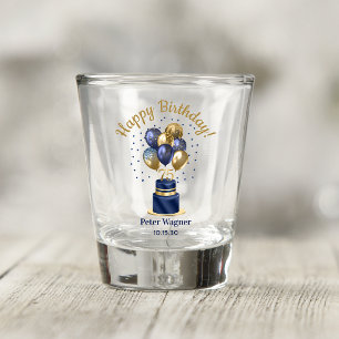 75th Birthday Navy Blue Balloon Cake Shot Glass