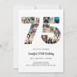 75th Birthday Number 75 Custom Photo Collage Invitation<br><div class="desc">Mark seventy five years of wonderful memories and adventures with this captivating 75th Birthday Number Photo Collage. This customisable template is the perfect blend of creativity and sentiment, allowing you to create a truly memorable gift for your loved one's special day. Capture the essence of incredible years in a single...</div>