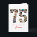 75th Birthday Number 75 Photo Collage Personalised Card<br><div class="desc">Celebrate momentous 75th Birthday with this cute card. It's a personalised photo collage birthday card that allows you to create a truly unique and memorable design. This customisable template lets you insert your own cherished photos, capturing the precious moments throughout the year. This custom card is perfect for commemorating your...</div>