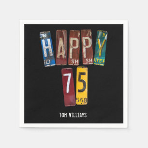 75th Birthday old license plate collection Napkin