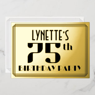 75th Birthday Party: Art Deco Look “75” and Name