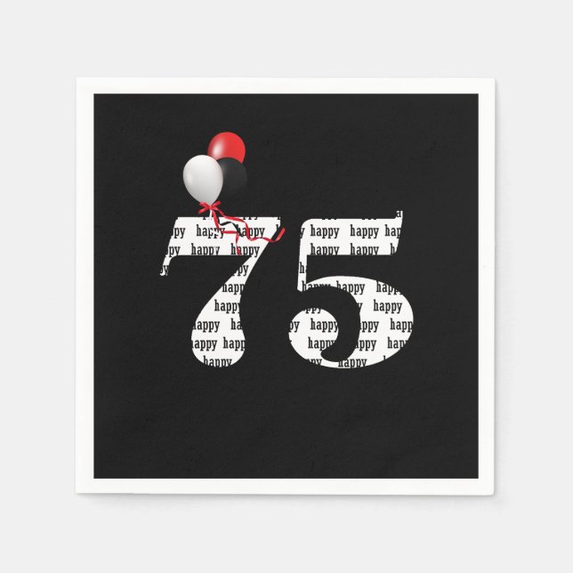 75th Birthday party balloons Napkin (Front)