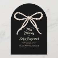75th Birthday Party Black White Pearl Bow Arch