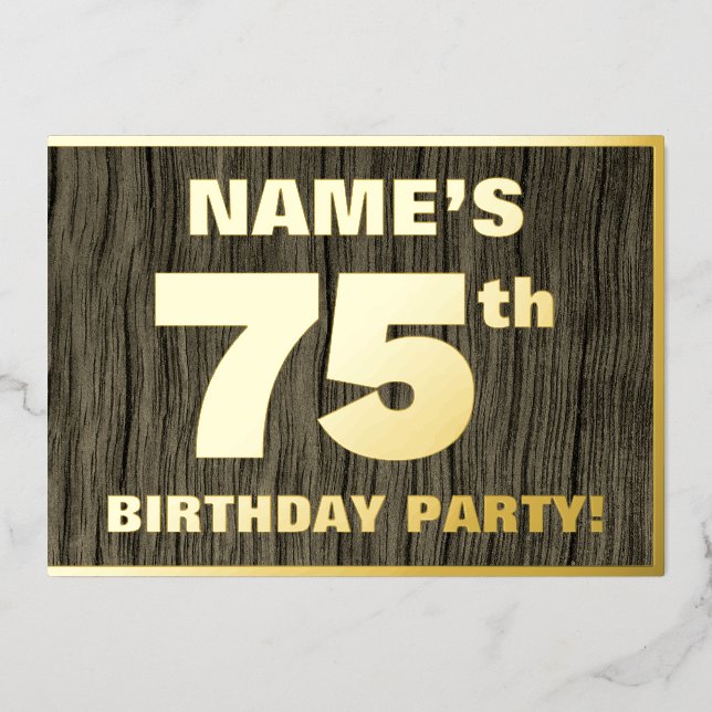 75th Birthday Party: Bold, Faux Wood Grain Pattern (Front)
