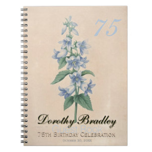 75th Birthday Party Botanical Custom Guest Book