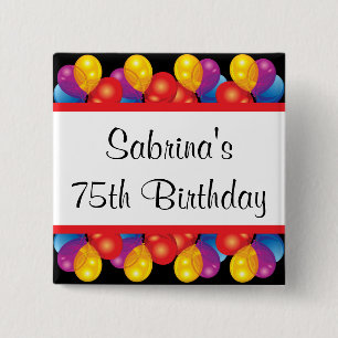 75th Birthday Party   DIY Text 15 Cm Square Badge