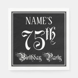 75th Birthday Party — Fancy Script + Custom Name Napkin