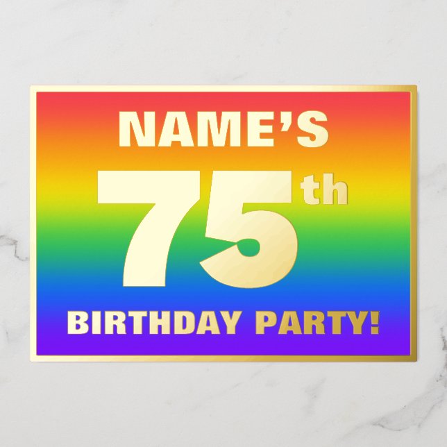 75th Birthday Party: Fun, Colourful Rainbow Patter (Front)