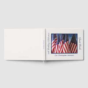 75th Birthday Party Guest Book, American Flags Book