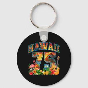 75th Birthday Party Hawaii Tropical Beach Summer Key Ring