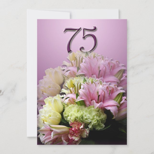 75th Birthday Party Invitation - Bouquet (Front)
