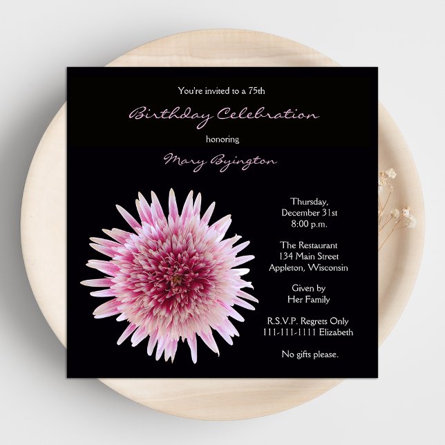 75th Birthday Party Invitation Gorgeous Gerbera (Creator Uploaded)