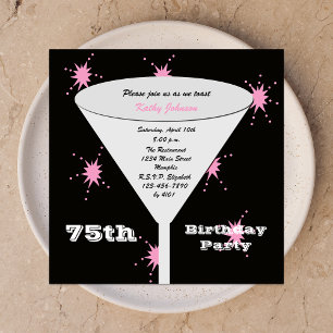 75th Birthday Party Invitation Pink 75th Toast