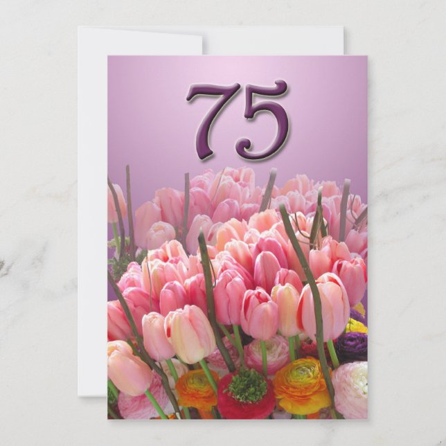 75th Birthday Party Invitation - Tulips (Front)