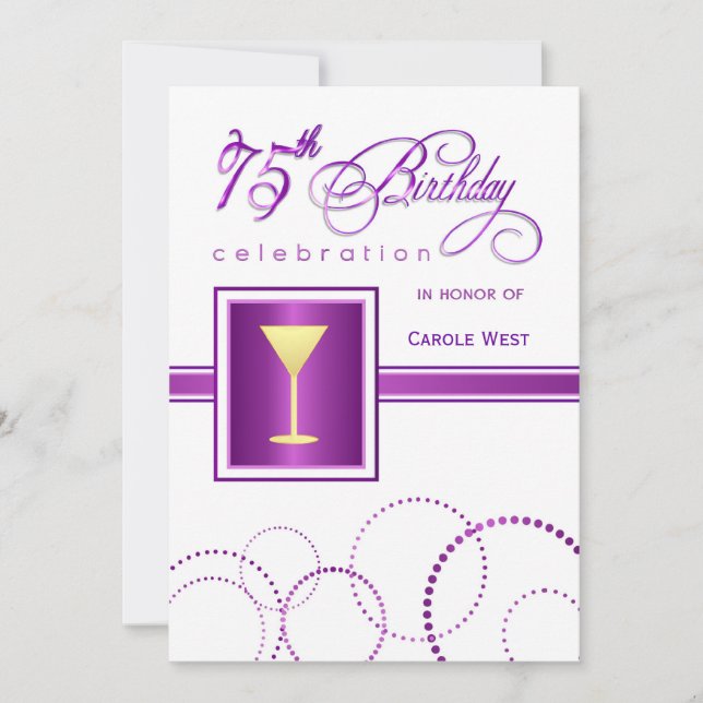 75th Birthday Party Invitations - with Monogram (Front)