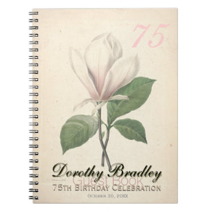 75th Birthday Party Magnolia Custom Guest Book