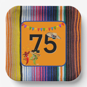 75th Birthday Party Mexican Design Paper Plate