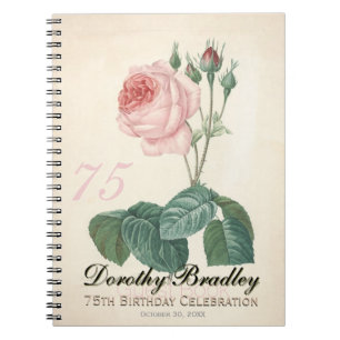 75th Birthday Party Old Rose Custom Guest Book