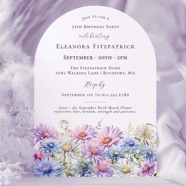 75th Birthday Party September Birth Month Flower  Invitation (Creator Uploaded)