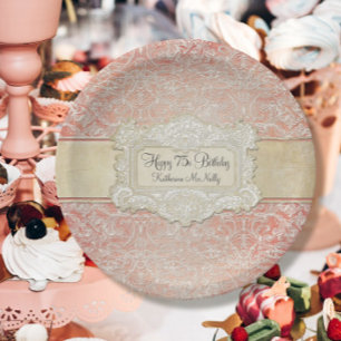 75th Birthday Party Vintage French Regency Lace Paper Plate