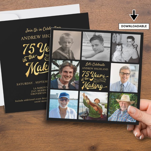 75th Birthday Photo Collage 75 Years in the Making Invitation (Creator Uploaded)