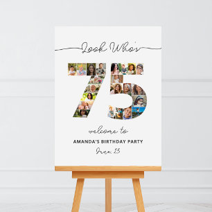 75th Birthday Photo Collage Party Welcome  Poster