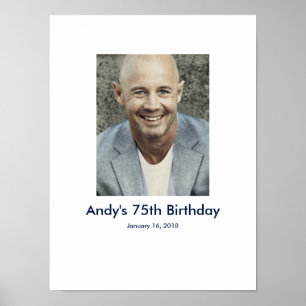 75th Birthday photo custom Sign In Party Board 75