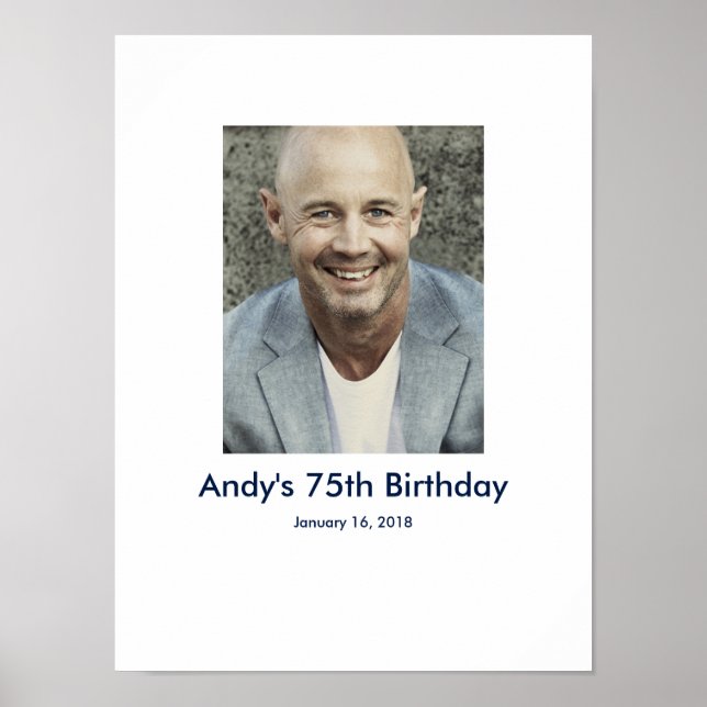 75th Birthday photo custom Sign In Party Board 75 (Front)