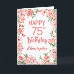 75th Birthday Pink Peach Peonies Watercolor Floral Card<br><div class="desc">75th Birthday Pink Peach Peonies Watercolor Floral Birthday Card. For further customisation,  please click the "Customise it" button and use our design tool to modify this template.</div>