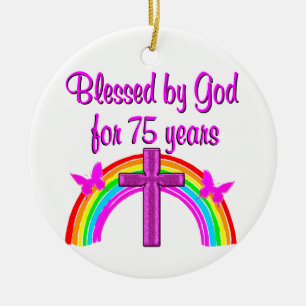 75TH BIRTHDAY PRAYER PERSONALIZED DESIGN CERAMIC TREE DECORATION
