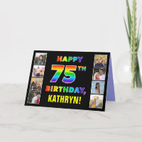 75th Birthday: Rainbow Text, Custom Photos & Name