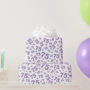 75th Birthday Random Number Pattern 75 Purple Wrapping Paper