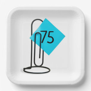 75th Birthday Reminder Note On a Paper Clip Plate