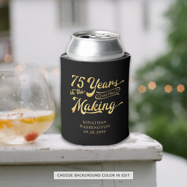 75th Birthday Retro Years in the Making Name Can Cooler (Creator Uploaded)