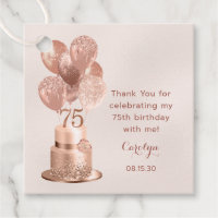 75th Birthday Rose Gold Cake Thank You