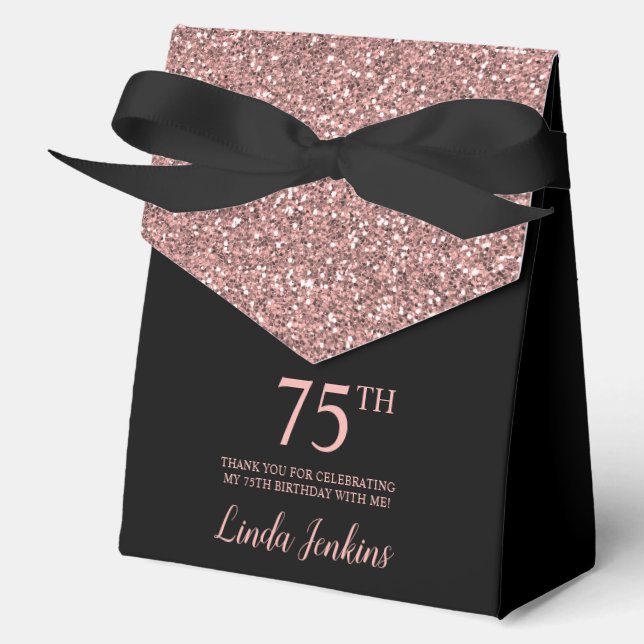 75th Birthday Rose Gold Glitter Thank You Favour Box (Front)
