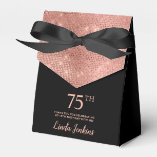75th Birthday Rose Gold Thank You Favor Box