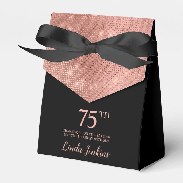75th Birthday Rose Gold Thank You Favor Box (Front Side)