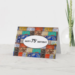 75th Birthday Rusty License Plates Card