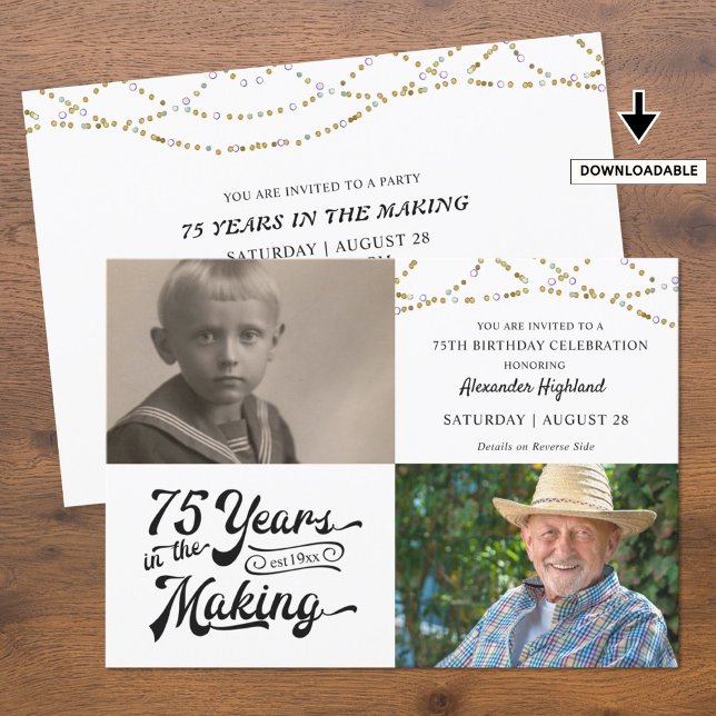 75th Birthday String Lights 75 YEARS IN MAKING Invitation (Creator Uploaded)