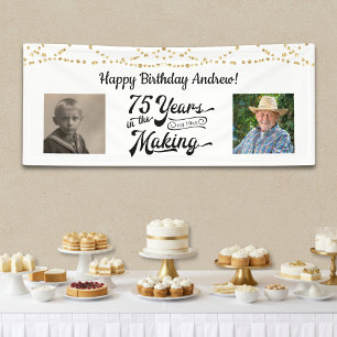 75th Birthday String Lights Retro 2 Photo Banner