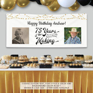 75th Birthday String Lights Retro 2 Photo Banner