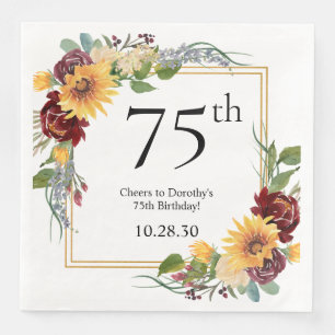 75th Birthday Sunflowers Napkin