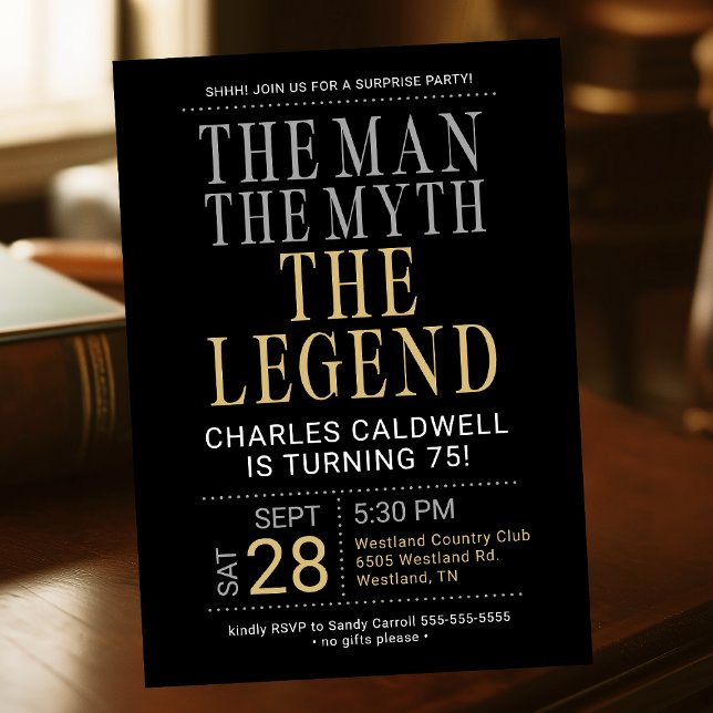 75th Birthday The Man The Myth The Legend Invitation (Creator Uploaded)