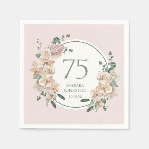 75th Birthday Tropical Floral Napkin