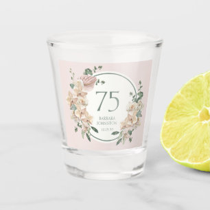 75th Birthday Tropical Floral Shot Glass