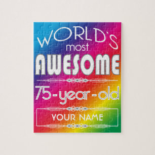 75th Birthday Worlds Best Fabulous Rainbow Jigsaw Puzzle