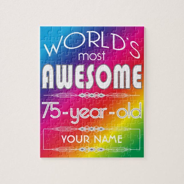 75th Birthday Worlds Best Fabulous Rainbow Jigsaw Puzzle (Vertical)