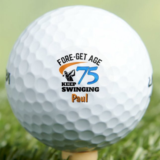 75th Gift for Friend Funny Blue Custom Golf Balls (Creator Uploaded)