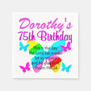 75TH PERSONALIZED BIRTHDAY BUTTERFLY NAPKINS